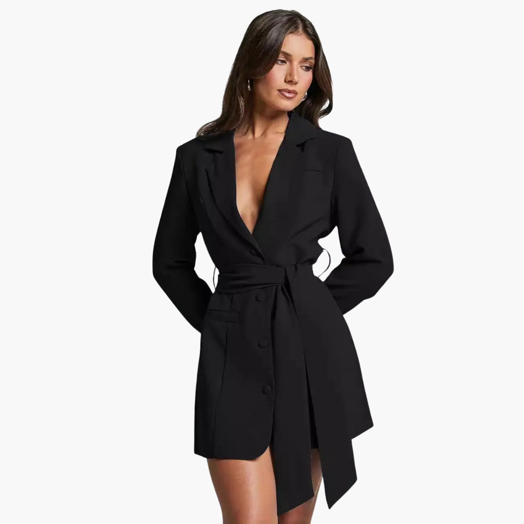Robe blazer femme avec col à revers et ceinture