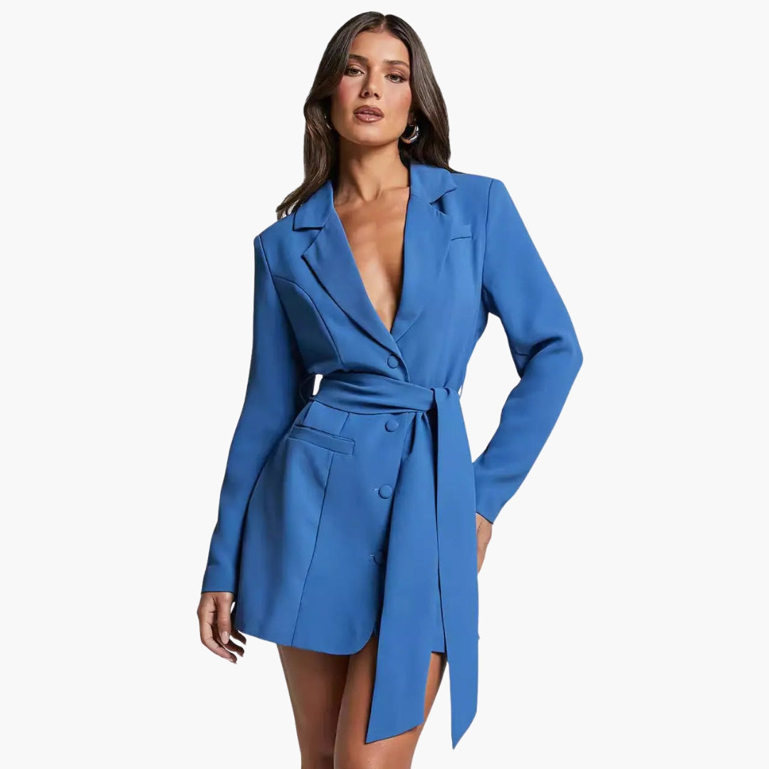 Robe blazer femme avec col à revers et ceinture