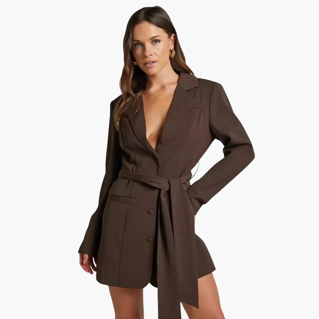 Robe blazer femme avec col à revers et ceinture