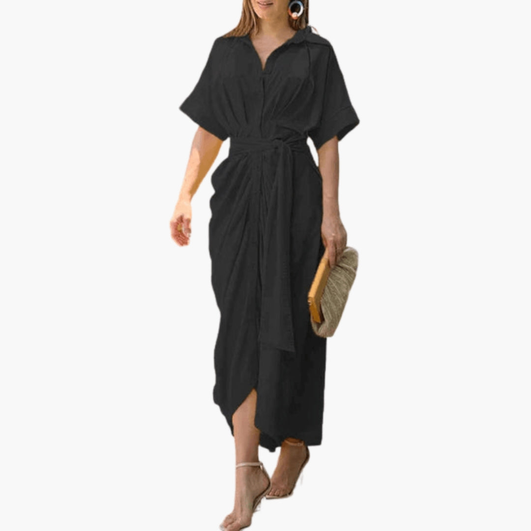 Robe chemise femme avec ceinture et boutonnage devant