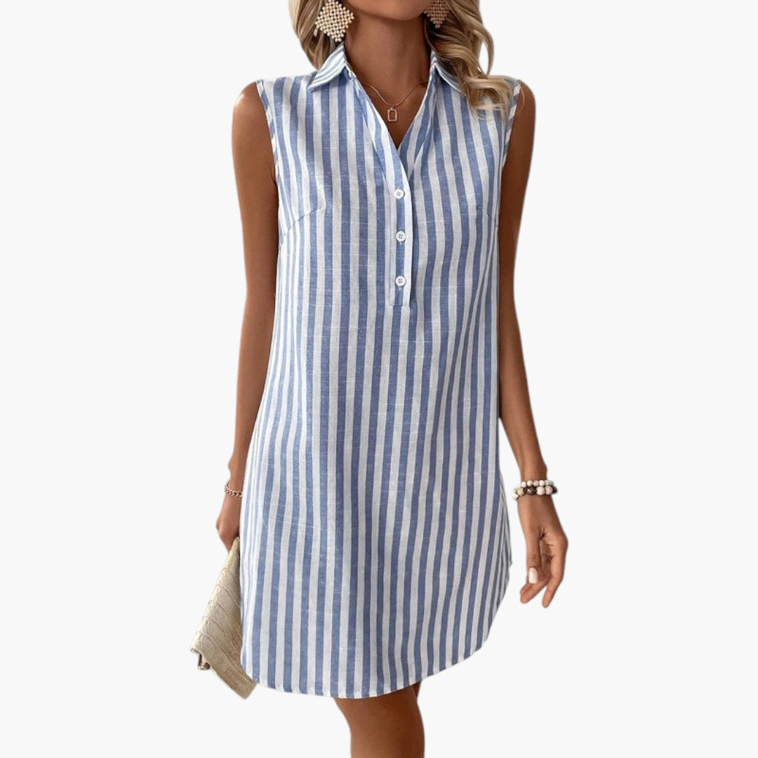 Women's mini shirt dress with stripes and buttons