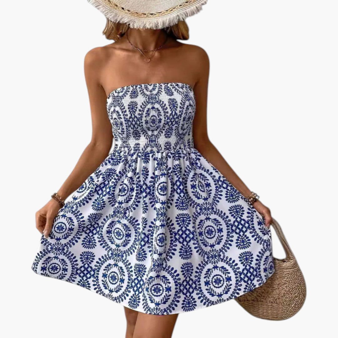 Women's Beach Dress with Strapless Neckline