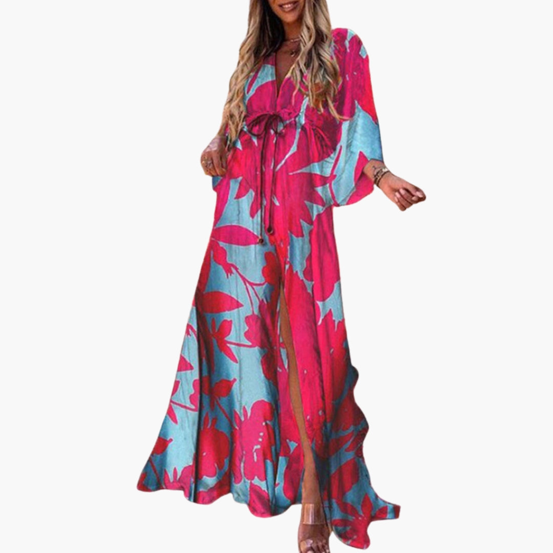 Vestito da spiaggia donna con motivo stampato e vita con coulisse