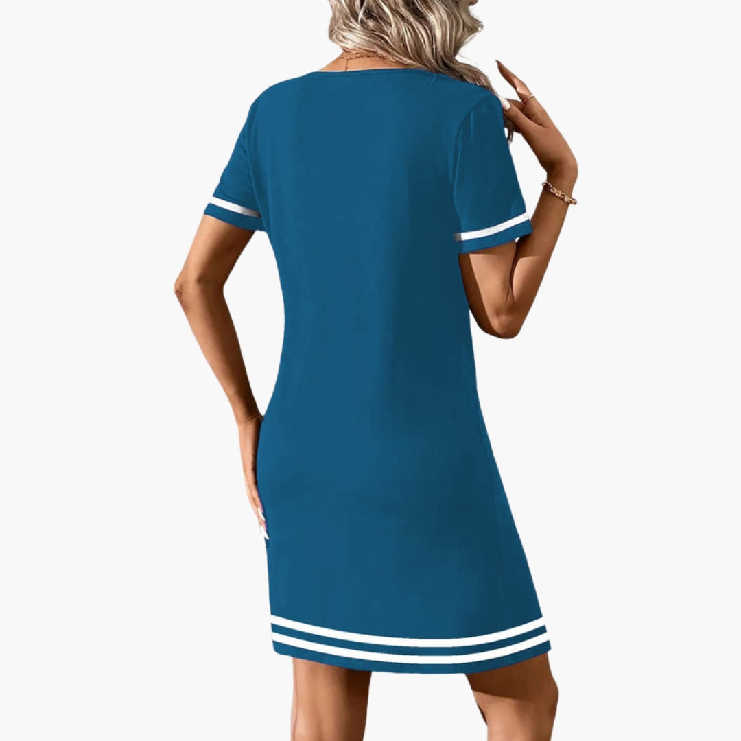Damenkleid mit V-Ausschnitt und kurzen Ärmeln