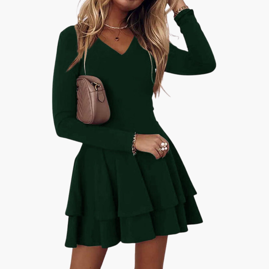 Abito donna con scollo a V e maniche lunghe