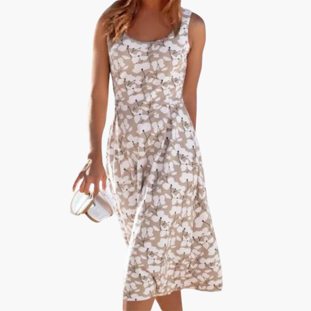 Abito donna con scollo rotondo e motivo floreale