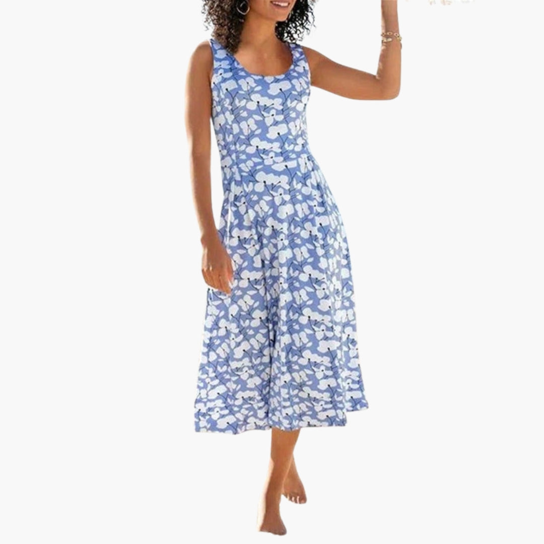 Abito donna con scollo rotondo e motivo floreale