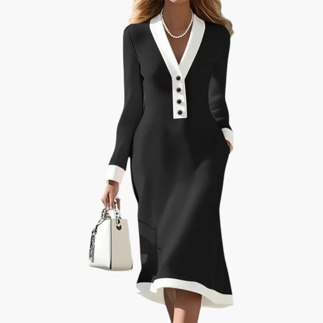 Women's dress with buttons and long sleeves