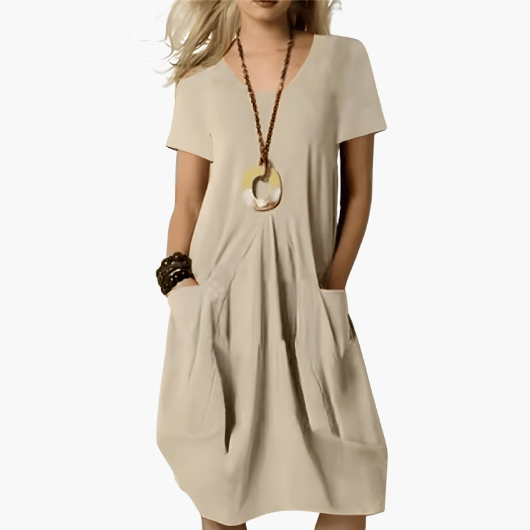 Damenkleid mit Bauchpaneel und Taschen