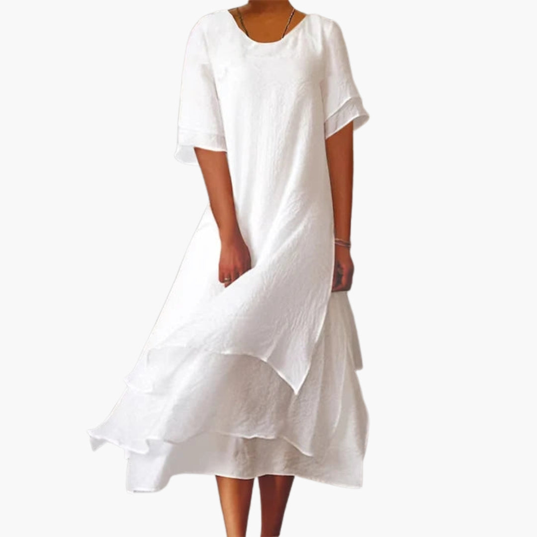 Robe femme col rond avec ourlet à volants