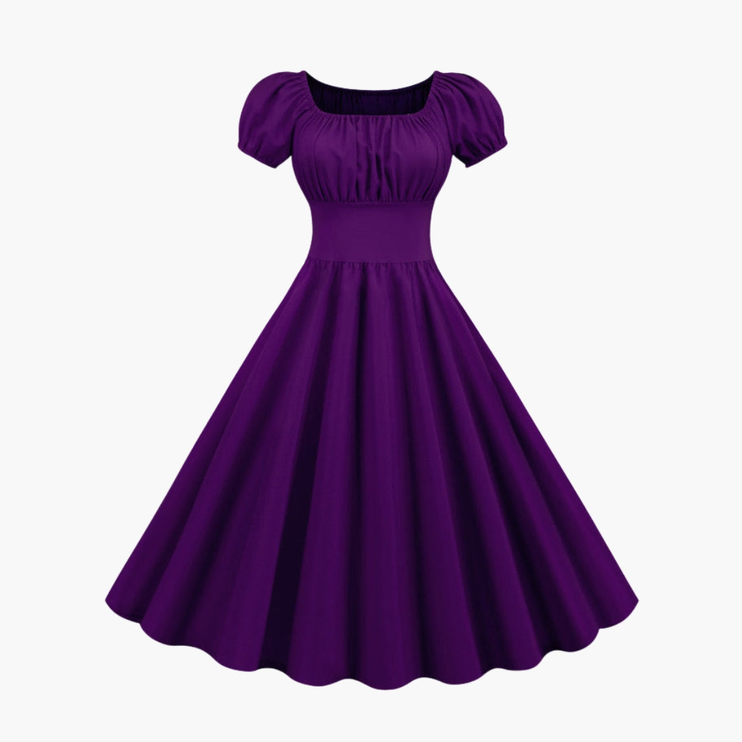 Kleid für Damen mit ausgestelltem Schnitt und Puffärmeln