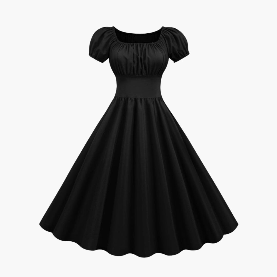 Kleid für Damen mit ausgestelltem Schnitt und Puffärmeln