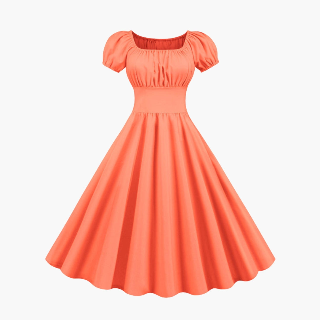 Kleid für Damen mit ausgestelltem Schnitt und Puffärmeln