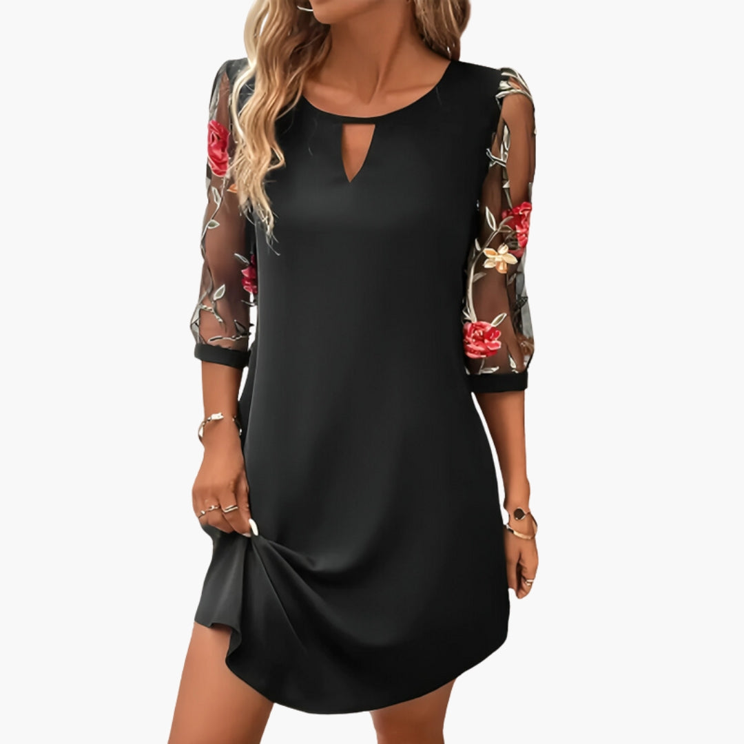 Kleid für Damen knielang mit floralen Ärmeln