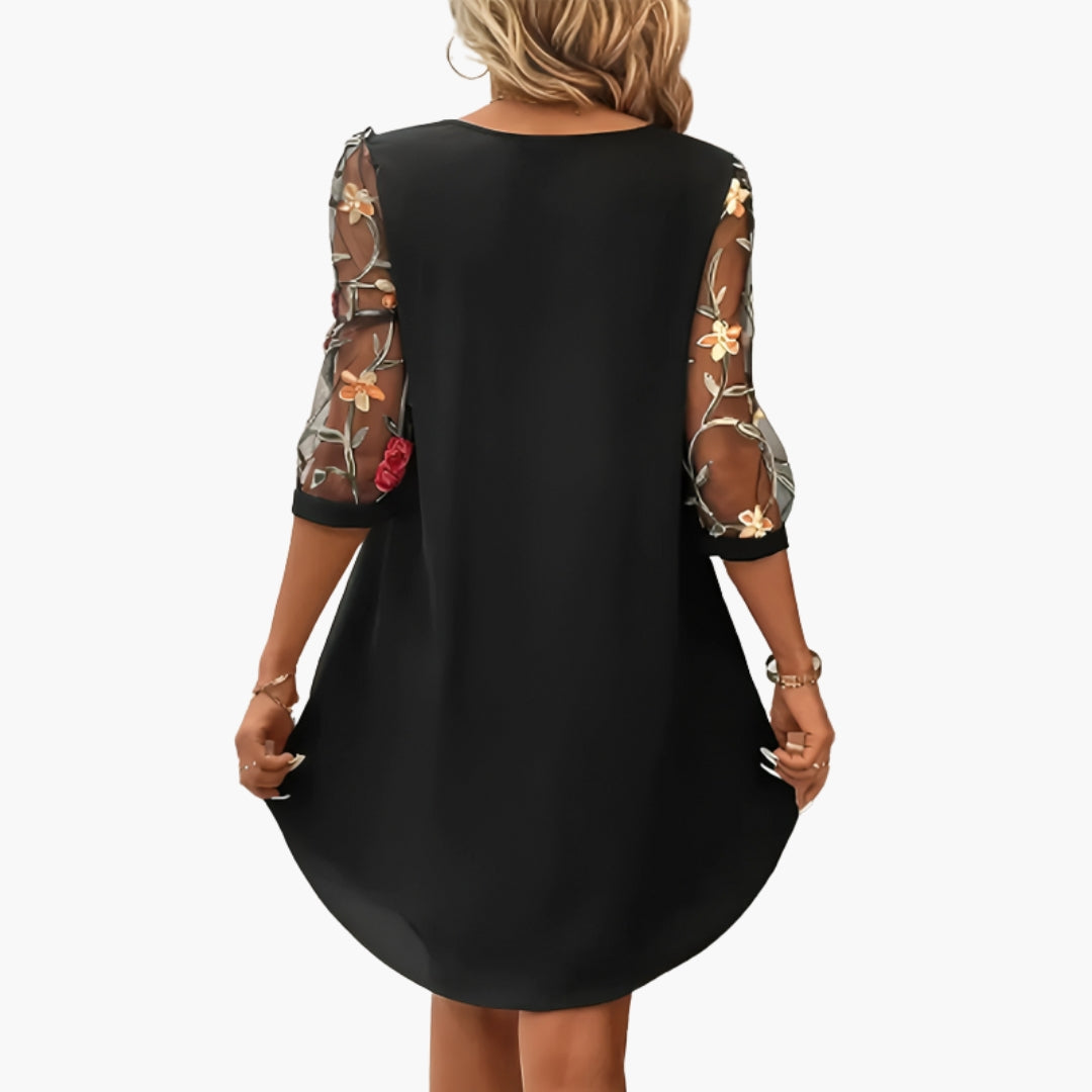 Kleid für Damen knielang mit floralen Ärmeln