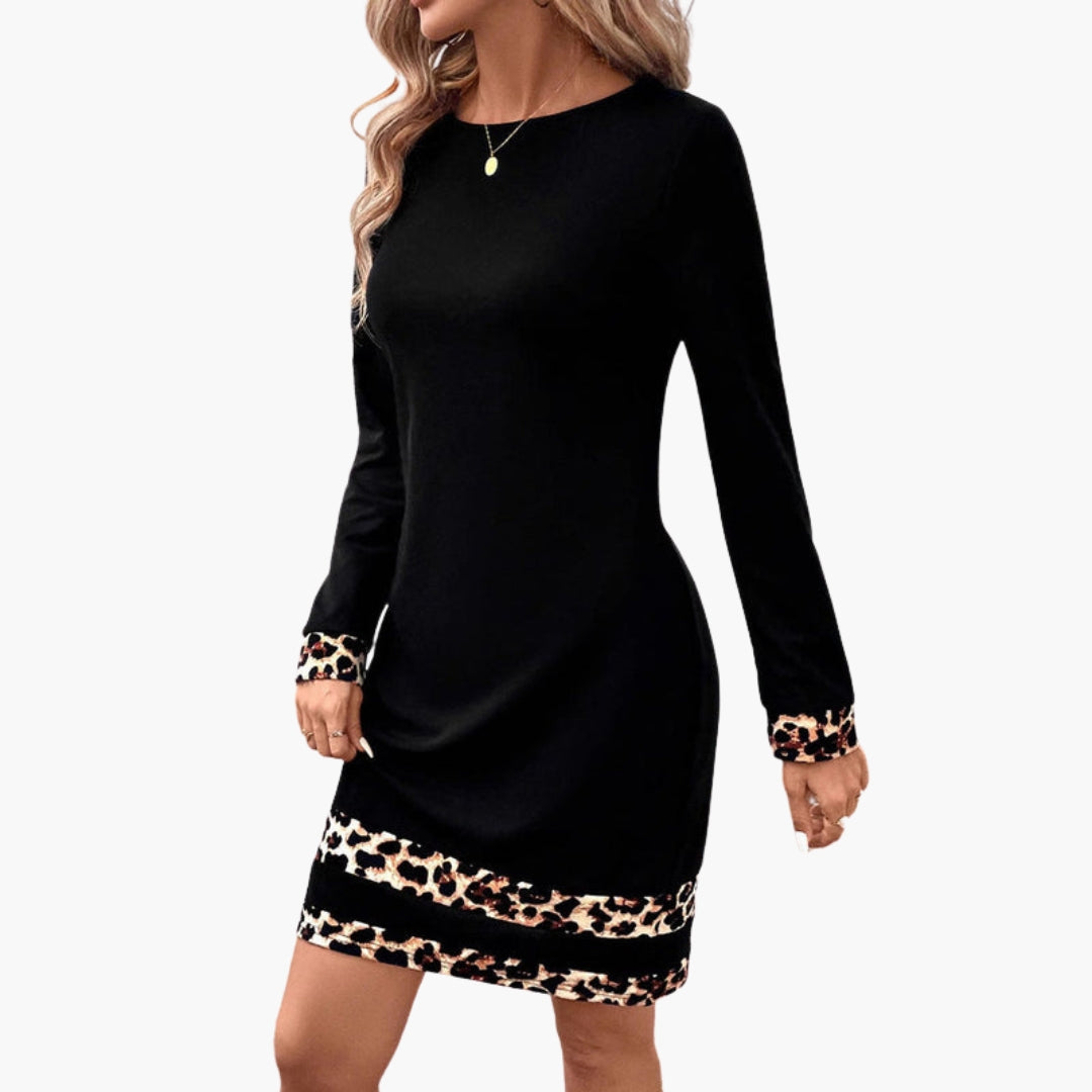 Women's long-sleeved dress with patterned inserts