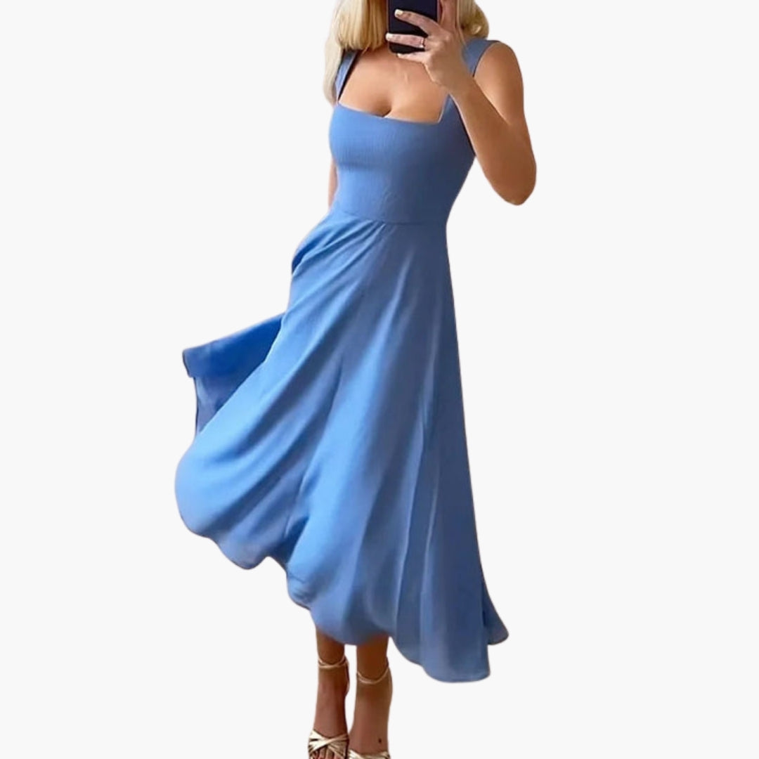 Abito donna senza maniche con scollo quadrato