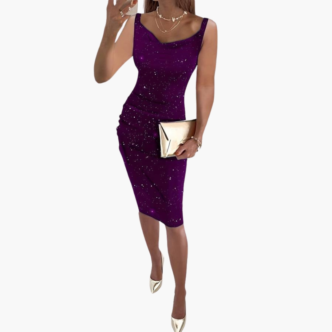 Damen ärmelloses Kleid mit glitzernder Oberfläche