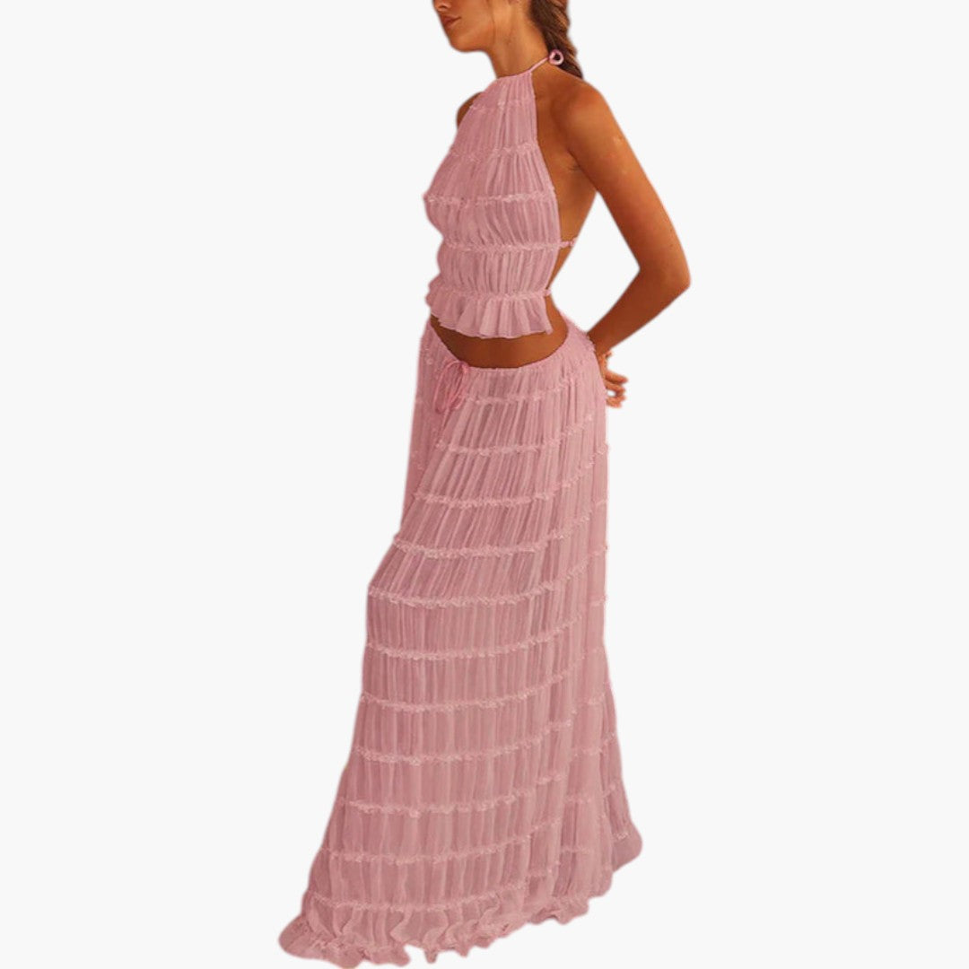 Long dress for women with a backless neckline
