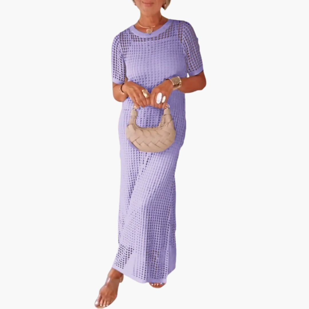 Women's long dress with cutout and inner layer