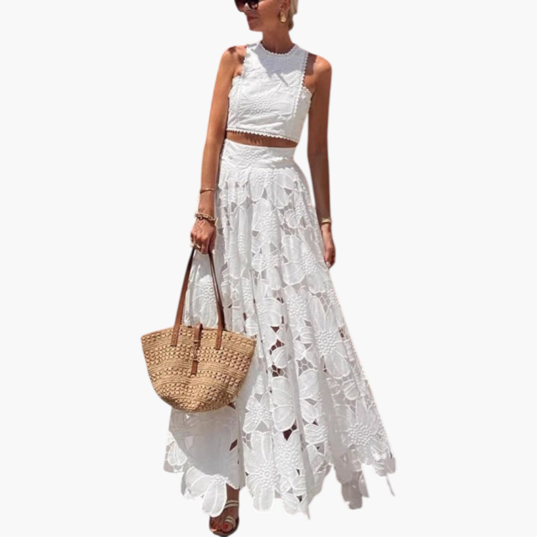 Maxi dress two-piece women with floral skirt