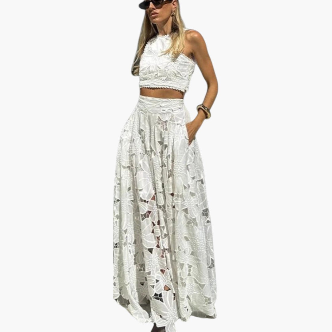 Maxi dress two-piece women with floral skirt