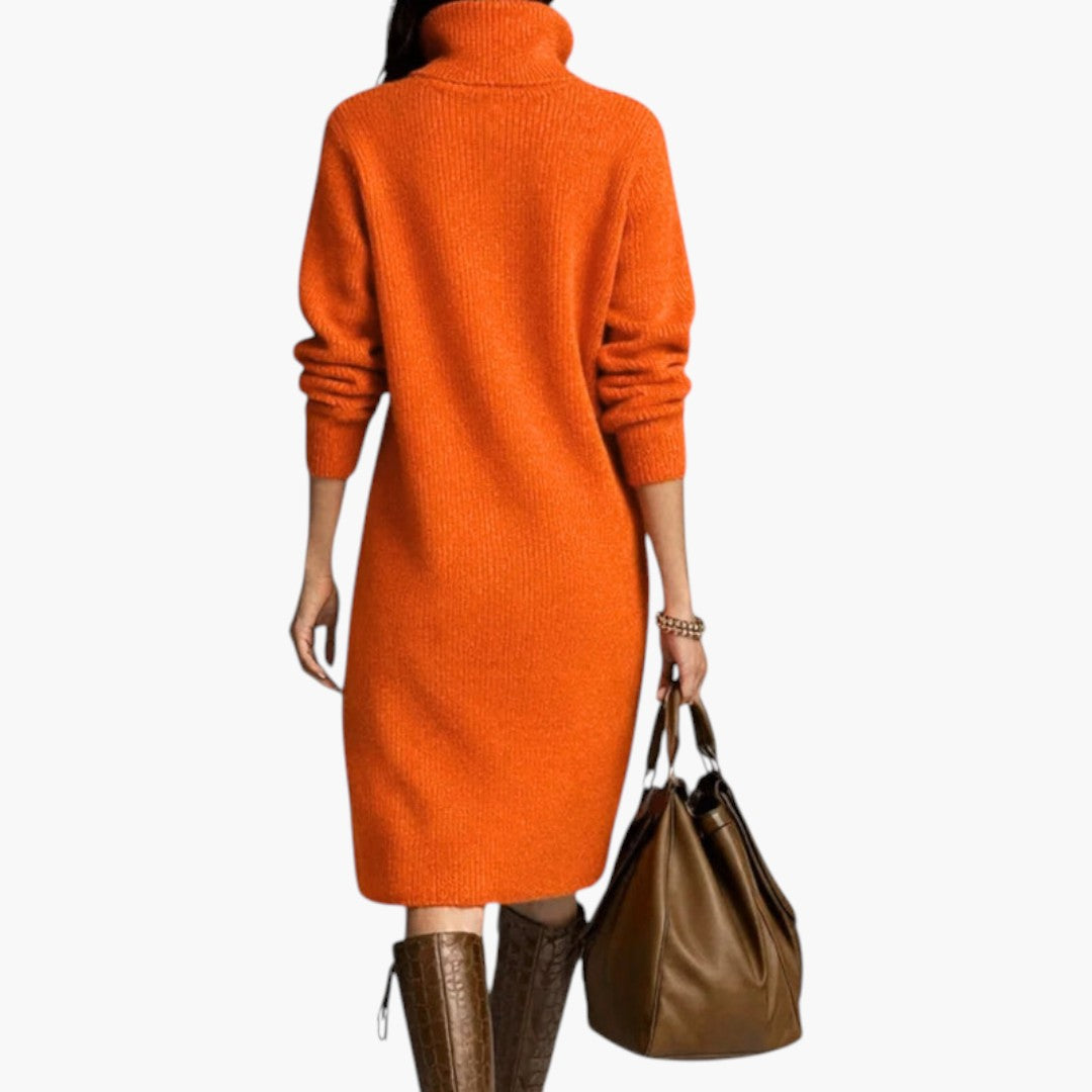Midikleid für Damen mit Stehkragen und langen Ärmeln