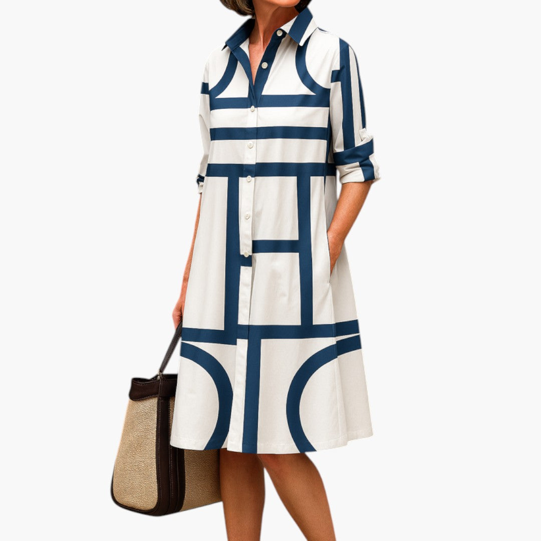Midikleid für Damen mit fließendem Schnitt und langen Ärmeln