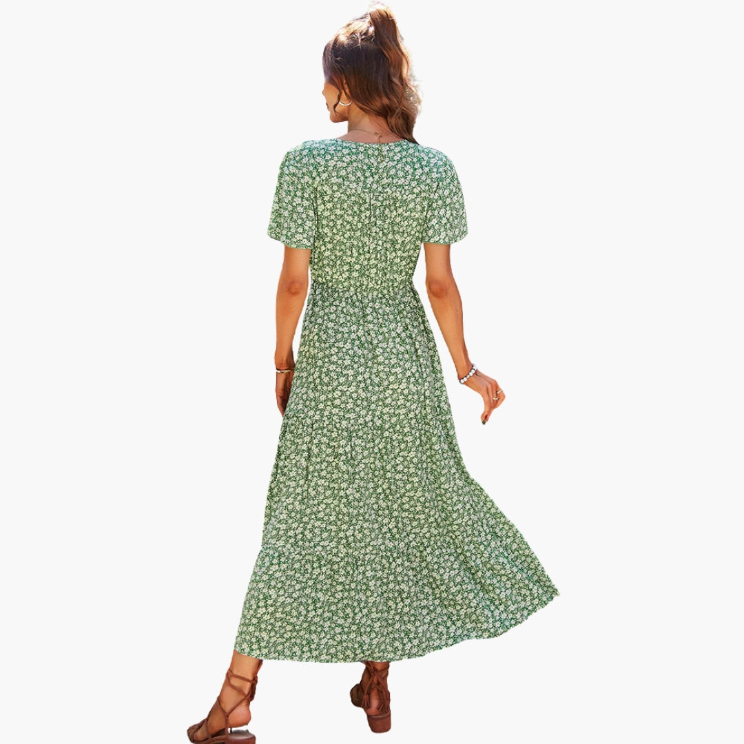 Abito midi floreale donna a maniche corte