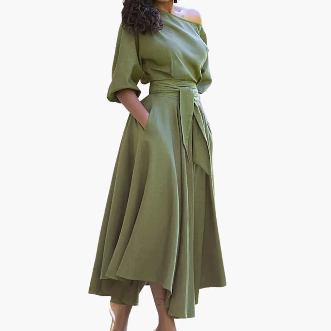Midi-Kleid für Damen mit schulterfreiem Ausschnitt