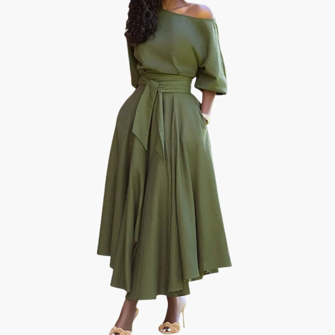 Midi-Kleid für Damen mit schulterfreiem Ausschnitt
