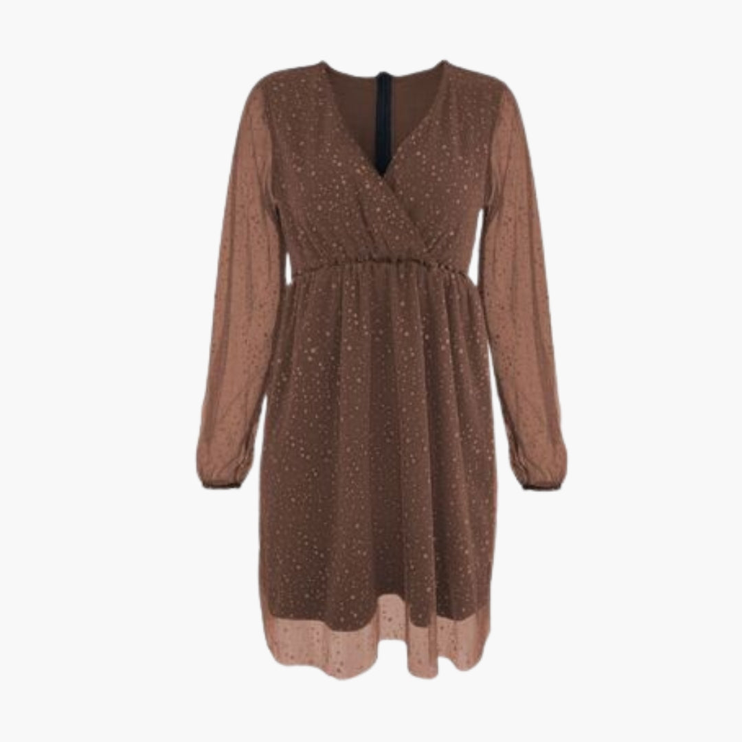 Mini-Kleid für Damen mit Wickelausschnitt und Ballonärmeln
