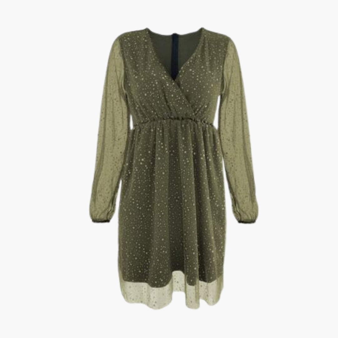 Mini-Kleid für Damen mit Wickelausschnitt und Ballonärmeln