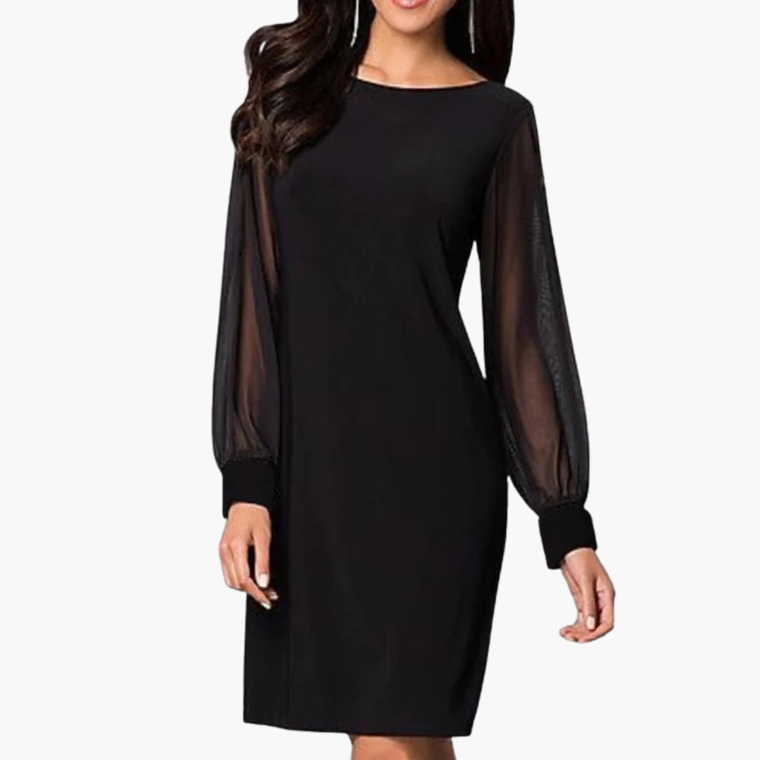 Mini dress for women with long semi-transparent sleeves
