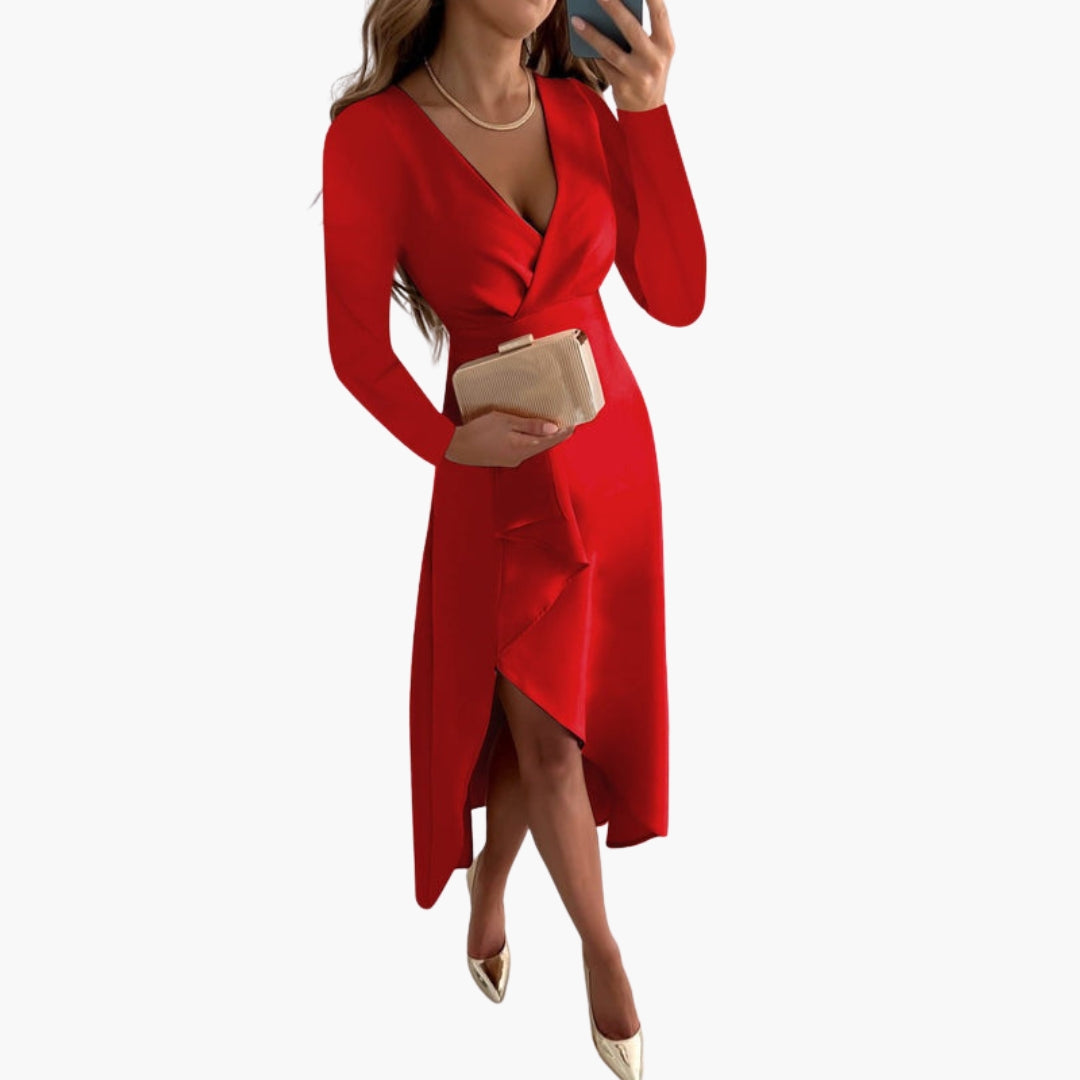 Robe portefeuille femme à manches longues