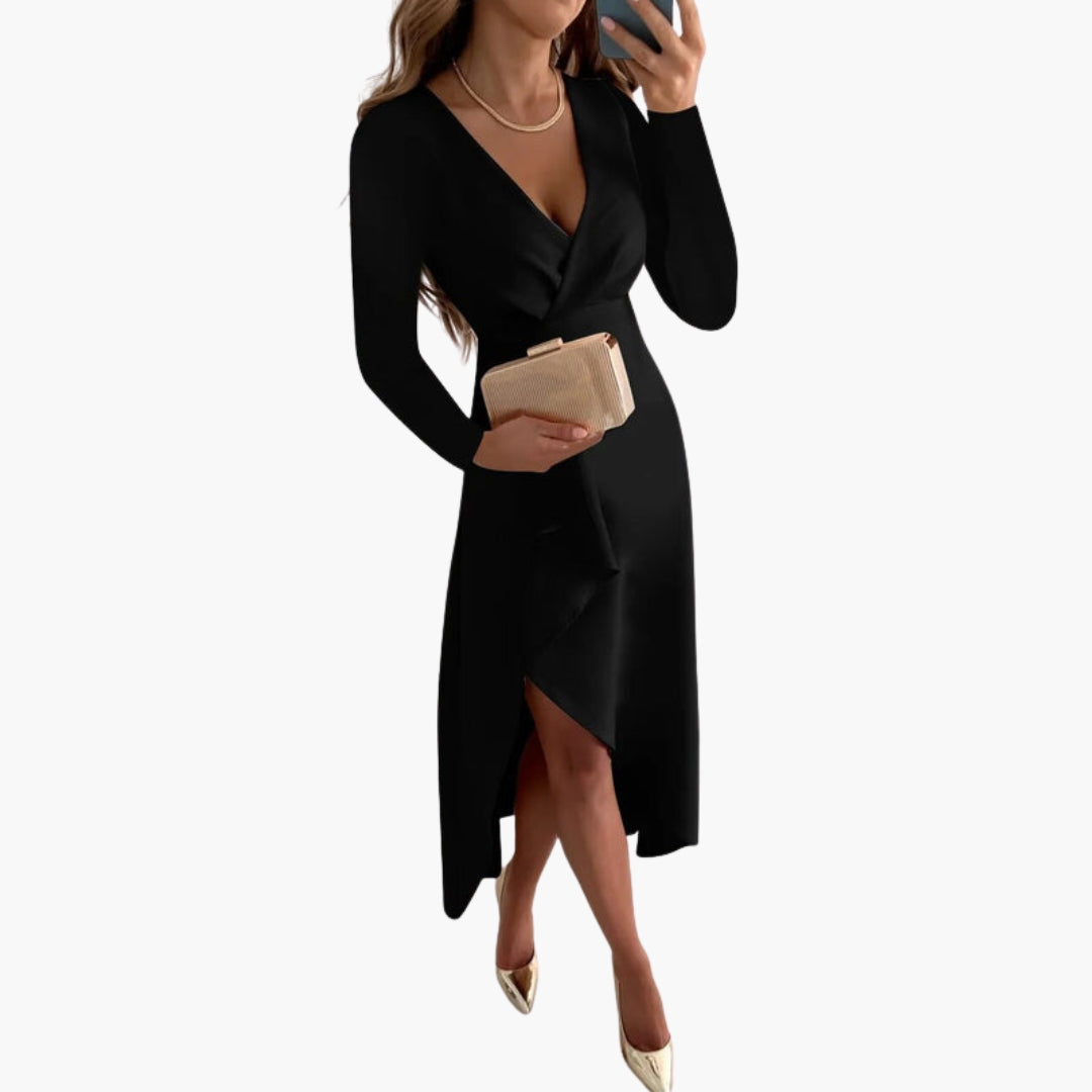 Damen Wickelkleid mit langen Ärmeln