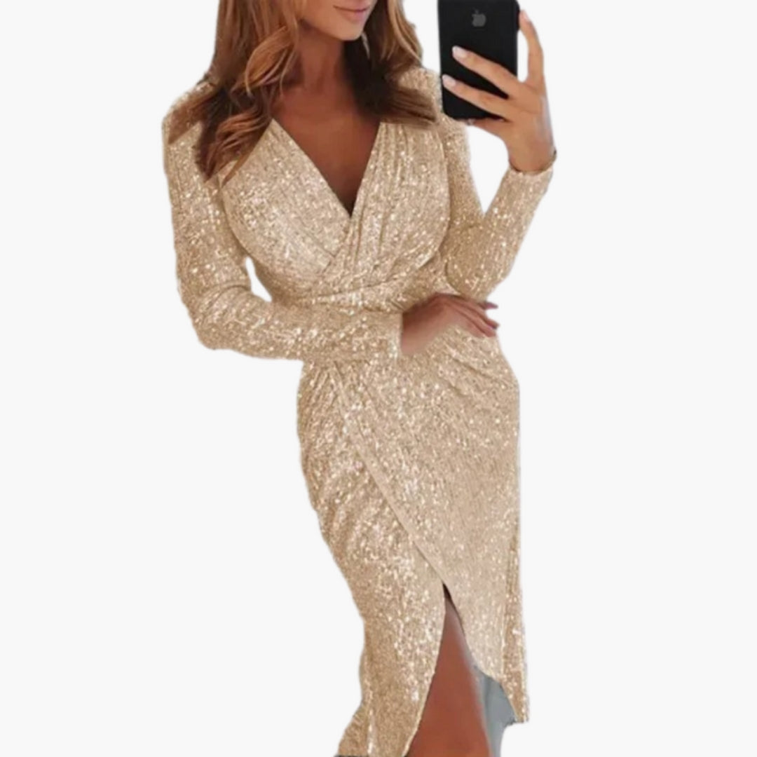 Vestito da donna con scollo a V e spacco