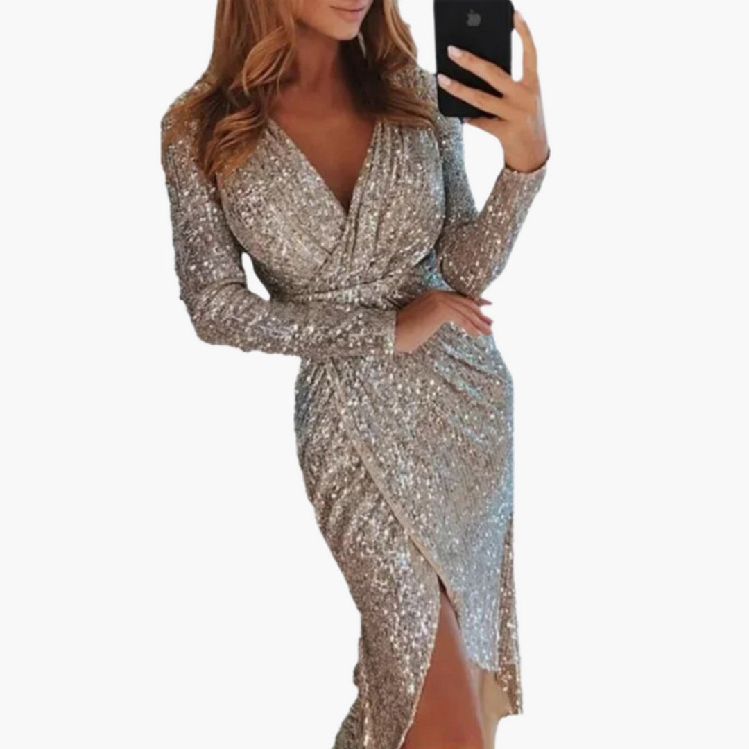 Vestito da donna con scollo a V e spacco