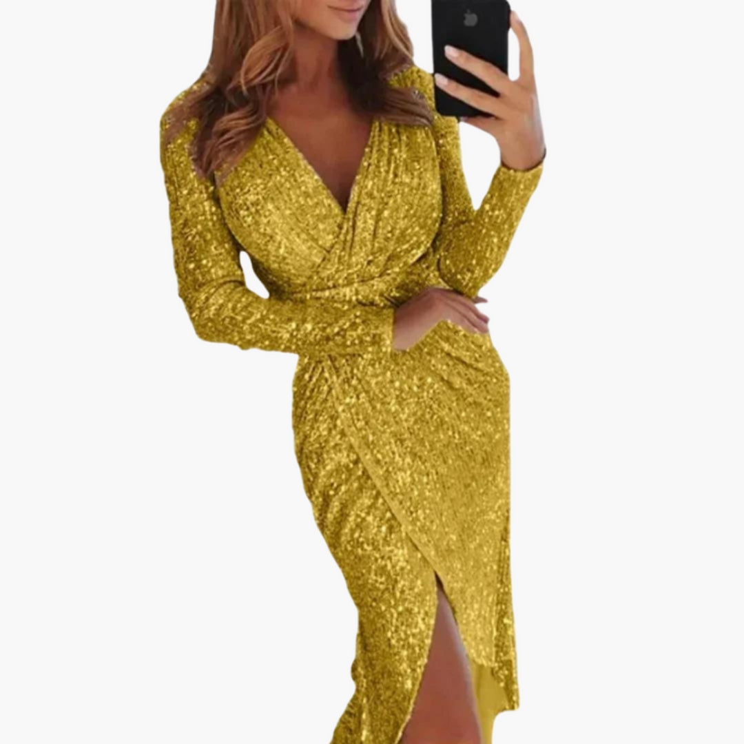 Vestito da donna con scollo a V e spacco
