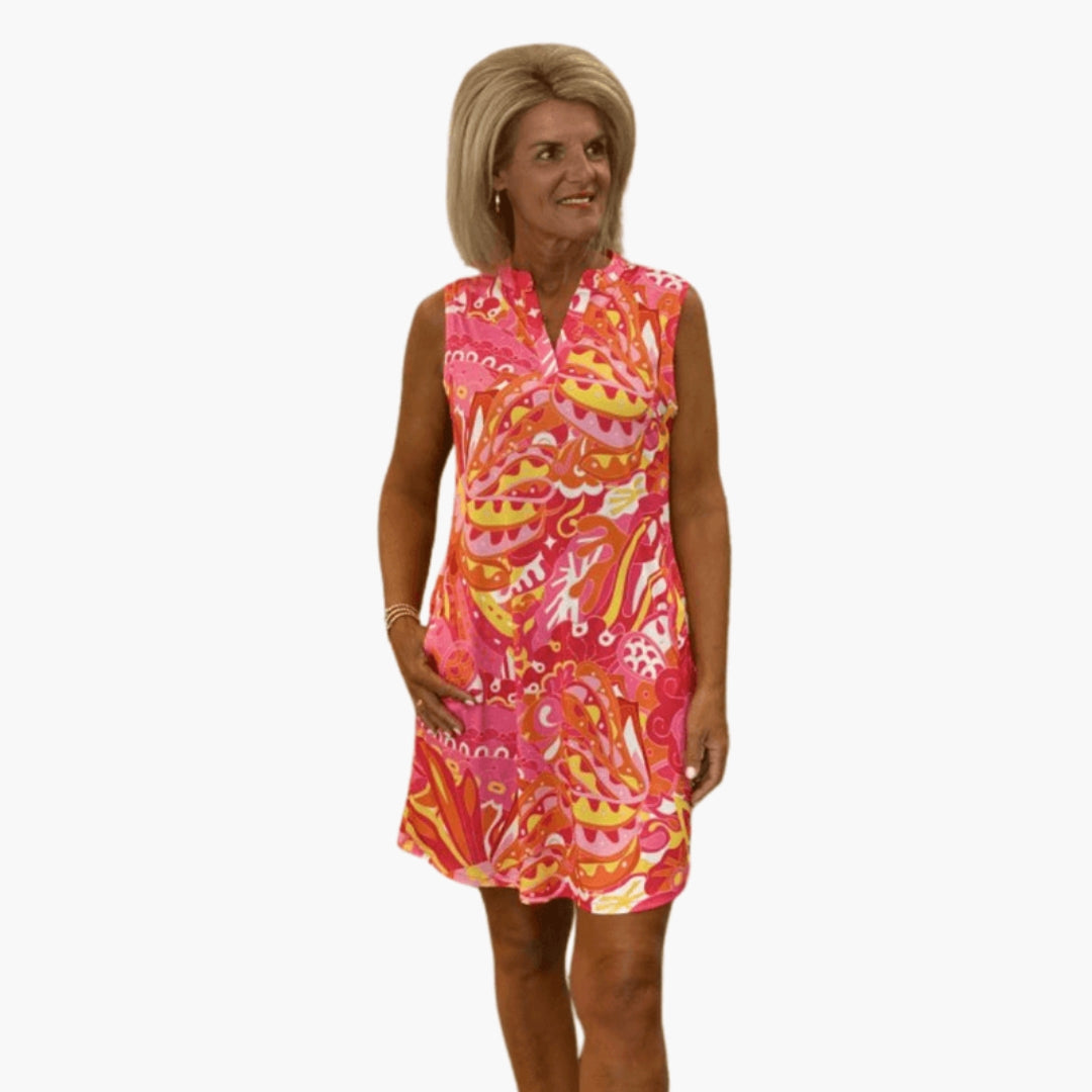 Vestito da donna con scollo a V e tasche