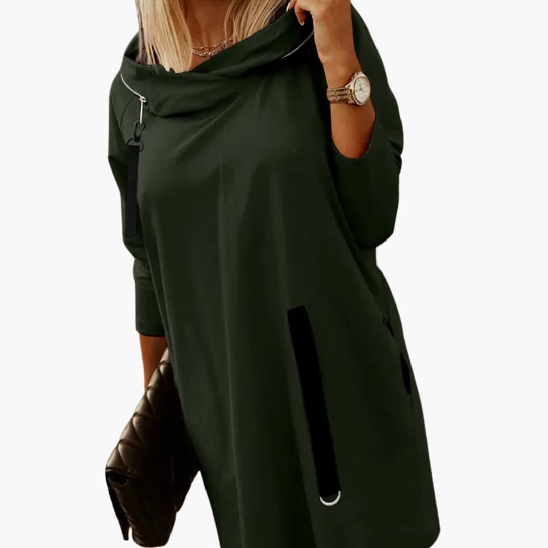 Langer bequemer Sweatkleid für Damen mit lässigem Schnitt