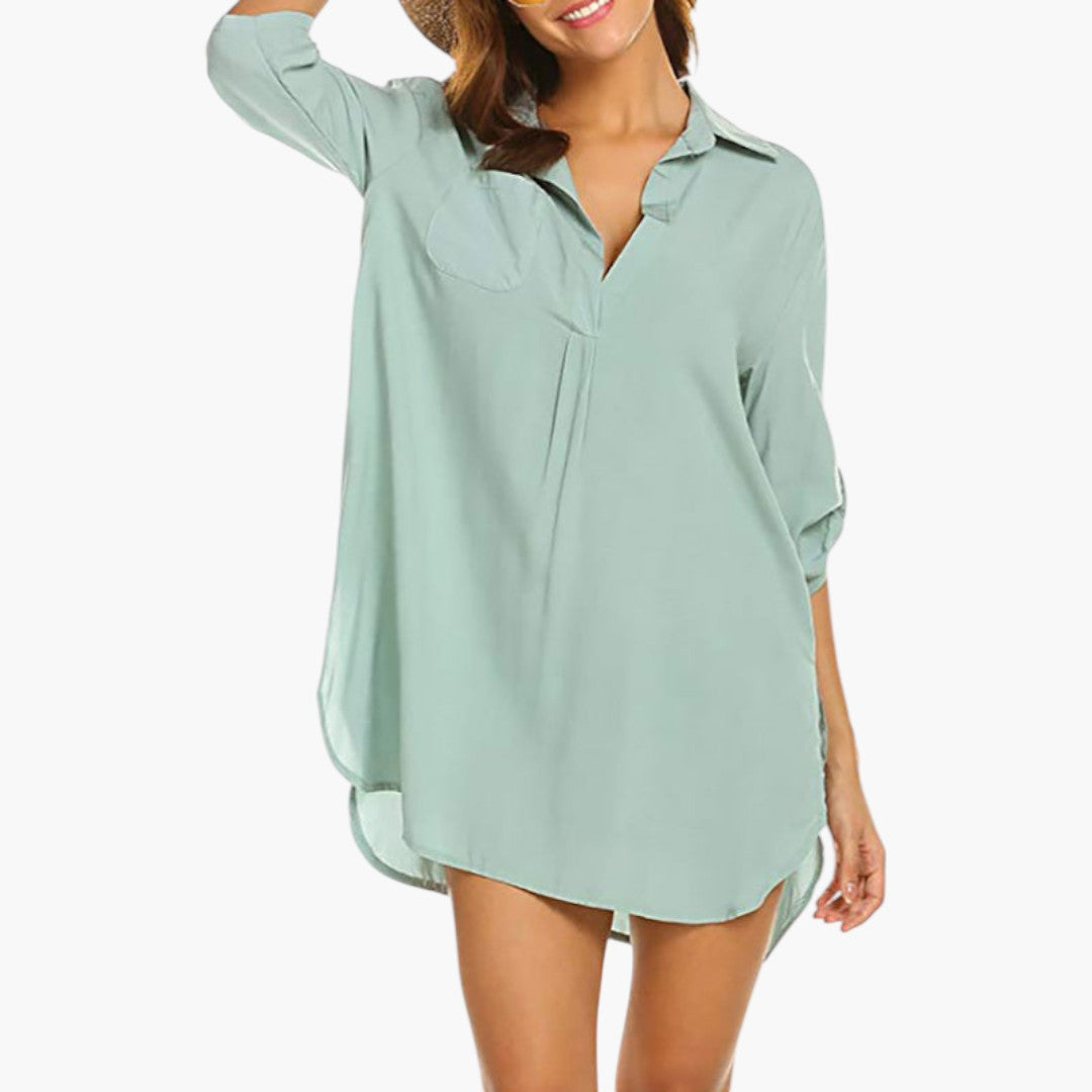 Túnica para mujer con cuello y aberturas laterales