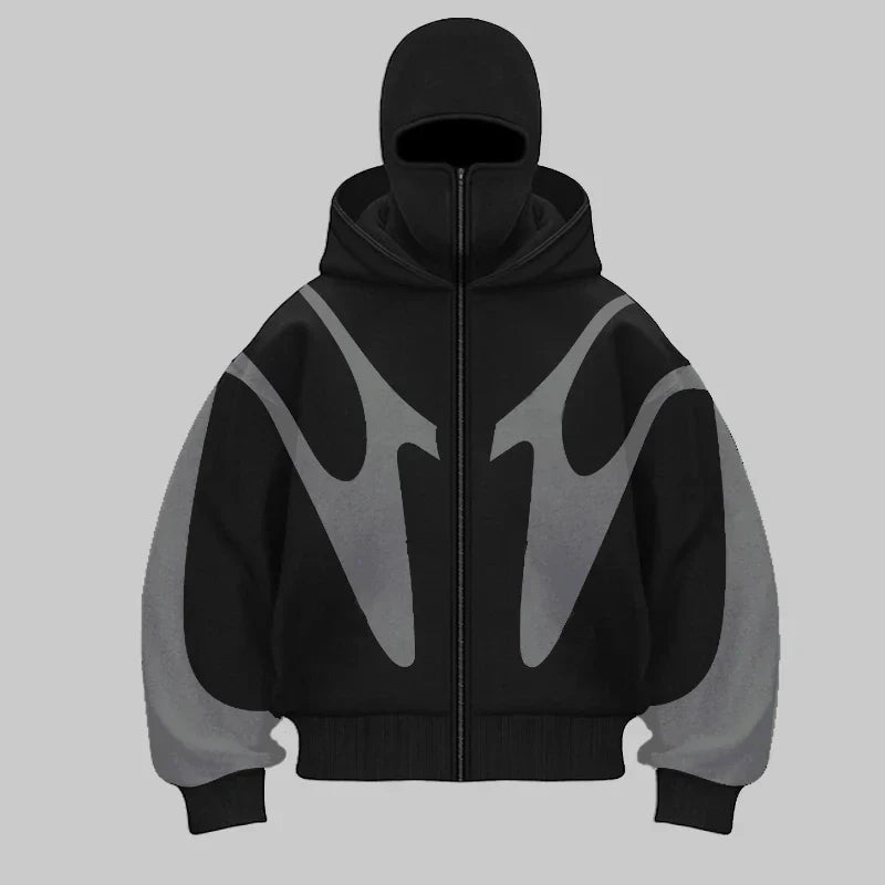Hoodie Balaclava Homme Graphique | Streetwear Technique Mode Urbaine Automne Hiver