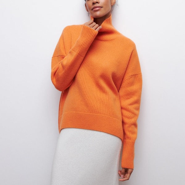 Pull femme oversize à col roulé | Coupe ample enveloppante | Chaud pour l’hiver, style chic décontracté