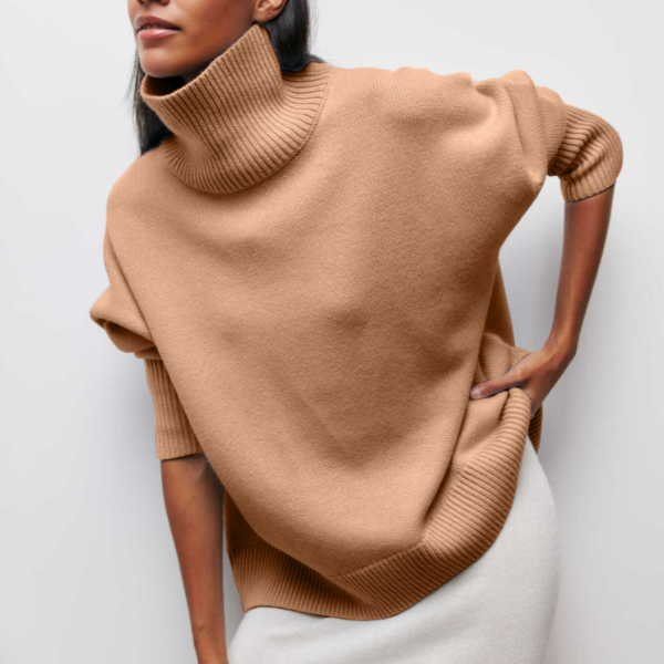 Pull femme oversize à col roulé | Coupe ample enveloppante | Chaud pour l’hiver, style chic décontracté
