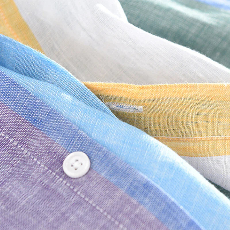 Chemise homme Seascape à rayures | Coupe légère, col classique, boutonnage intégral | Style estival, couleurs vives