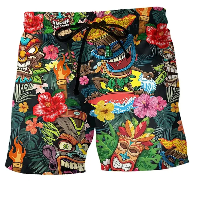 Short de bain homme été à cordon – imprimés cartoon, tissu léger