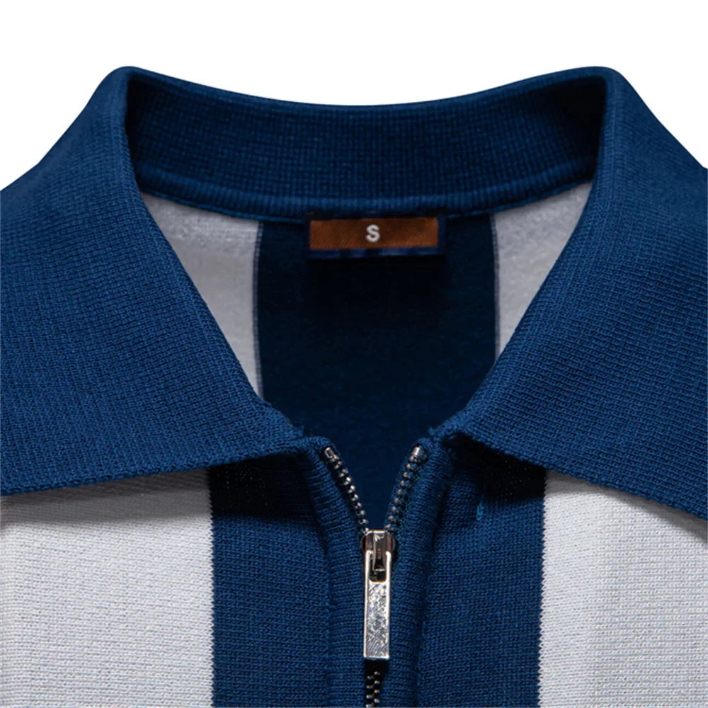 Polo homme manches courtes | Col classique, rayures verticales | Respirant pour l été, style casual