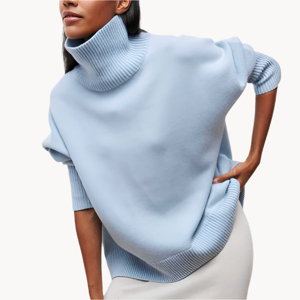 Pull femme oversize à col roulé | Coupe ample enveloppante | Chaud pour l’hiver, style chic décontracté