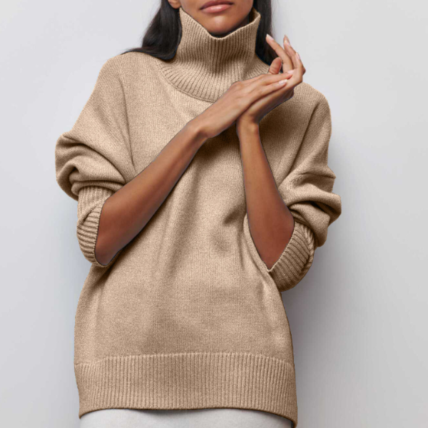 Pull femme oversize à col roulé | Coupe ample enveloppante | Chaud pour l’hiver, style chic décontracté